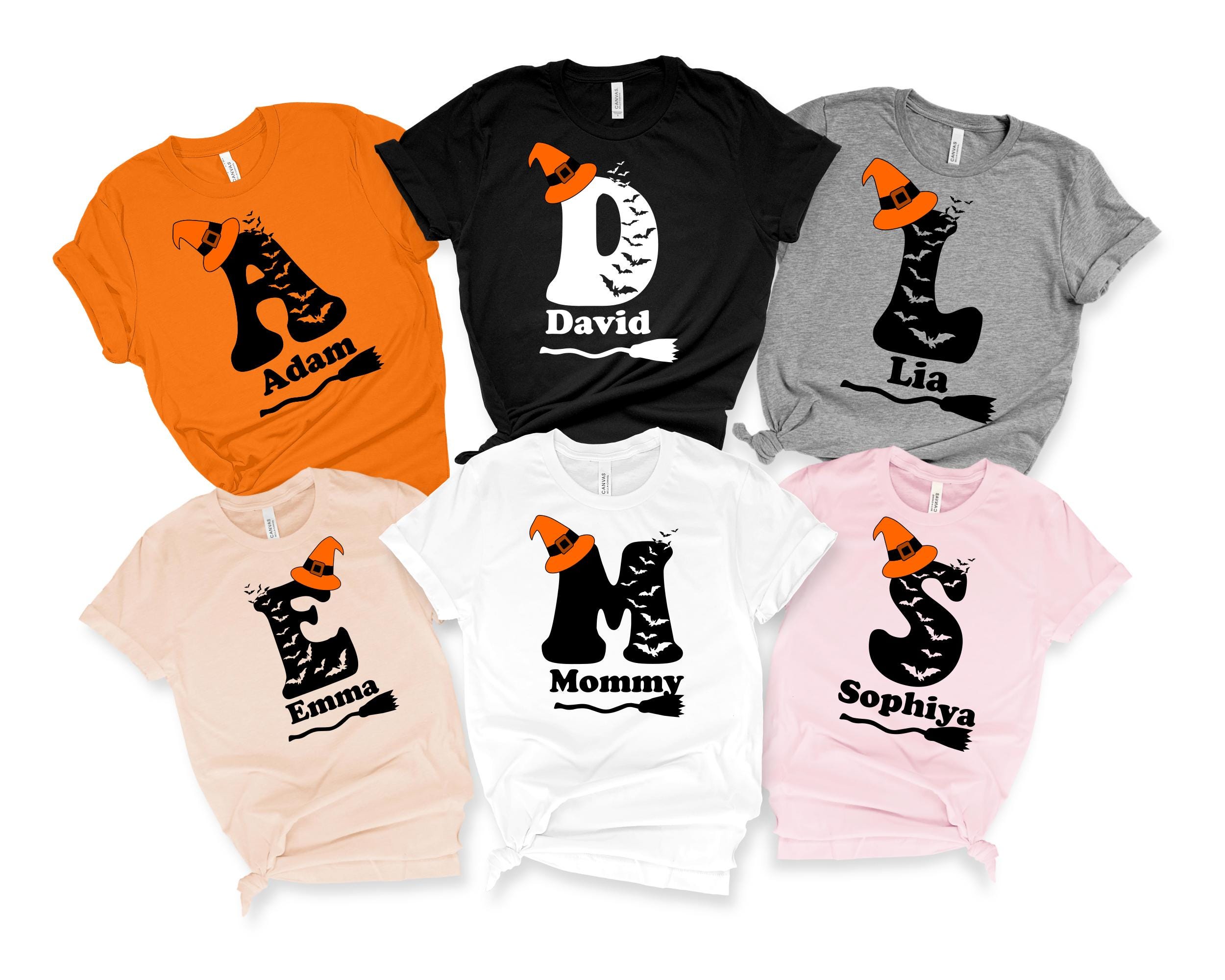 Alphabet Halloween Name T-Shirt, Custom Halloween Group Tshirts, Personalized Spooky Family Matching Shirts, Personalized Halloween  Shirt
