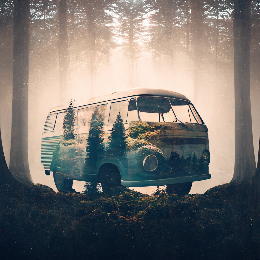 Hippie Van Wall Art Instant Download Hippie Van Moss Nature Etsy