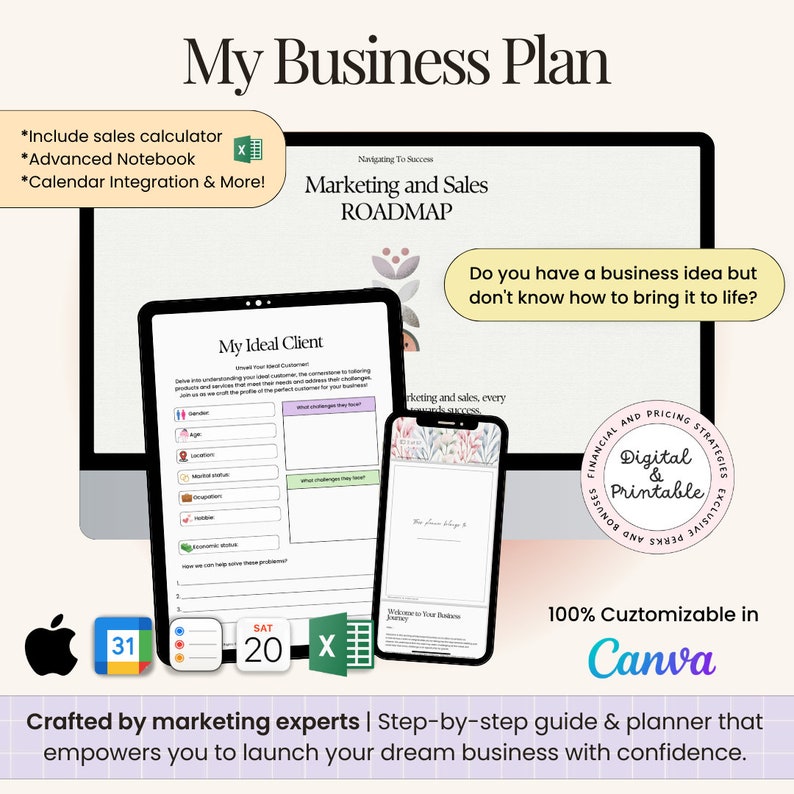 Professional Business Planner Printable, Digital for Entrepreneurs ...