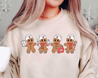 Christmas Gingerbread Nurse Sweatshirt, Christmas Nursing Sweater, Nurse Life Christmas Shirt, School Nurse Christmas, Christmas Nurse Crew