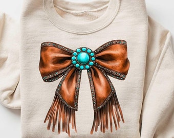 Western Coquette Shirt, Cowgirl Sweatshirt, Country T-shirt, Cute Women's Shirt, Western Graphic Shirt, Trendy Sweater, Coquette Bow Tee