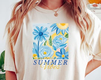 Summer Vibes Shirt, Tropical Sunset T-Shirt, Retro Summer Crewneck, Hello Summer Tee, Beach Shirt, Gift for Summer,Summer Vacation Tshirt