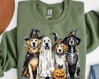 Halloween Sweatshirt, Halloween Sweater, Happy Halloween Tee, Retro Spooky Season, Ghost Sweatshirt, Halloween Dog Sweatshirt, Ghost Shirt