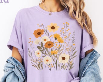 Comfort Colors®Wildflower Shirt, Floral T-Shirt, Botanical Tee Gift, Flower Shirt, Nature Shirt, Wildflower Spring Tshirt,Wild Flower Shirt