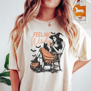 Feeling Witchy Tshirt, Witch Sweatshirt, Halloween Witch Sweatshirt, Crazy Halloween Gift, Witch Spell Shirt, Pumpkin And Witch Tee Shirt