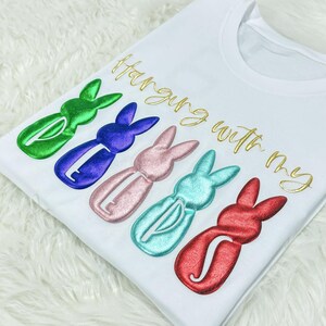 Chilling With My Peeps Easter Puff Shirt, Trendy Happy Easter Puff Sweatshirt, Embossed Easter Puff Tshirt, Puff Toddler/Youth Easter Shirt