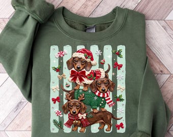 Christmas Dachshund Sweatshirt, Winter Dog Mama T-Shirt, Holiday Weiner Dog Tee, Xmas Season Winter Sweatshirt, Christmas Hoodie