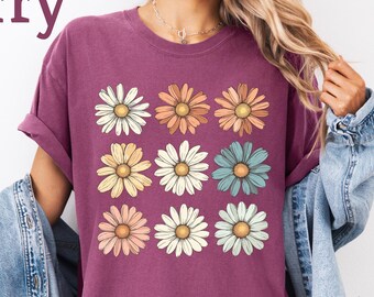Comfort Colors®Daisy Shirt, Wildflower T-Shirt, Floral Tee Gift, Summer Shirt, Daisy Women Shirt,Wild Flower Shirt, Spring Floral t-shirt