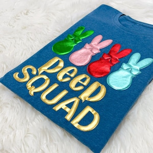 Peep Squad Puff Shirt, Happy Easter Day Puff Shirt, Embossed Easter Cousin Crew Puff Tshirt, Puff Toddler Easter Shirt, 3D Glitter Shirt
