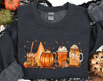 Fall Coffee Shirt, Halloween Sweatshirt,Fall Shirts for Women,Pumpkin Spice Halloween Shirt,Pumpkin Spice Gnome Sweater,Autumn Shirt