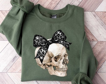 Halloween Skull Bow Shirt, Coquette Halloween Shirt, Halloween Sweatshirt, Gothic Coquette Aesthetic Shirt, Skeleton Shirt
