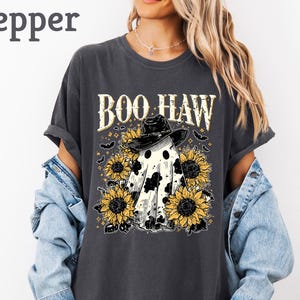 Comfort Colors®Boo Haw Shirt, Cute Ghost Tshirt, Halloween Ghost Shirt, Halloween Sweatshirt, Western Halloween Tee,Spooky Season Shirt Gift