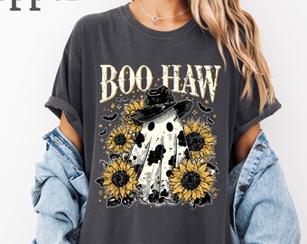 Comfort Colors®Boo Haw Shirt, Cute Ghost Tshirt, Halloween Ghost Shirt, Halloween Sweatshirt, Western Halloween Tee,Spooky Season Shirt Gift