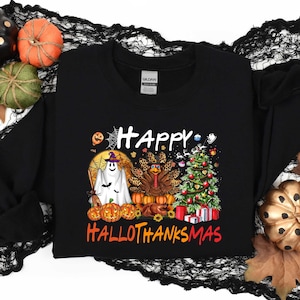 Camisa Hallothanksmas, Suéter Happy Hallothanksmas, Sudaderas con capucha Hallothanksmas, Suéter de Navidad, Camisa de Halloween, Sudadera de Acción de Gracias