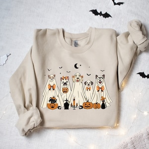 Halloween Sweatshirt, Halloween Sweater, Happy Halloween, Retro Spooky Season, Ghost Sweatshirt, Halloween Dog Sweatshirt, Ghost Dog Shirt