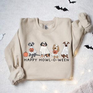 Halloween Dogs Sweatshirt, Halloween Sweater, Happy Halloween, Retro Spooky Season, Ghost Sweatshirt, Halloween Dog Sweatshirt,Ghost Dog Tee