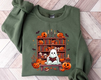 Ghost Book Reader Sweatshirt, Reading Tee Book lover gift Reading enthusiast book shirt ghost reader tee literature lover, Boo Sweatshirt