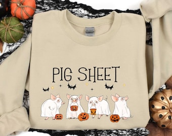 Pig Sheet Shirt, Halloween Pig Shirt, Pig Lover Shirt, Pig Sweatshirt, Halloween Animal Shirt, Animal Gift For Her, Pig Shirt