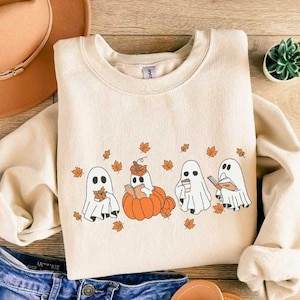 Fall Ghost Sweatshirt, Floral Ghost Shirt, Halloween Ghost Sweatshirt, Flower Halloween Shirt, Sweatshirt, Fall Sweater