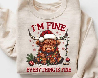 Funny Christmas Cow Sweatshirt, Country Christmas Shirt, Cow Lover Sweater, Coquette Christmas Cow Tee, Farm Christmas Tee