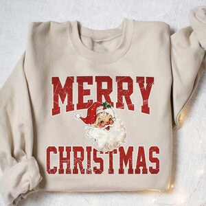 Merry Christmas Santa Sweatshirt, Coquette Christmas Shirt, Retro Christmas Sweatshirt, Christmas Sweater, Red Coquette Christmas Sweater