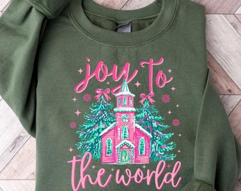 Joy To The World Shirt, Christian Christmas Sweatshirt, Cute Jesus Shirt, Retro Christmas Nativity Scene Shirt, Christmas Gifts for Family