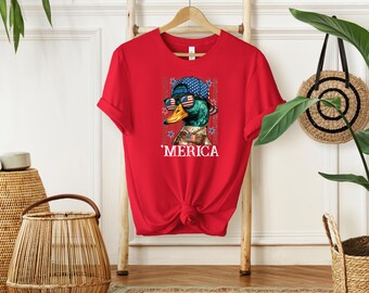 Merica Duck T-Shirt, USA Flag Duck Shirt, Funny American Duck Sweater, 4th Of July Tee, Independence Day Hoodie, USA Holiday Tee