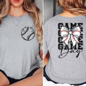 Coquette Bow Gameday Shirt, Baseball Mom Sweatshirt,Sports Mama Gift,Preppy Aesthetic Tee,Football Bow Shirt,Pink CoquetteSport Mom Tshirt