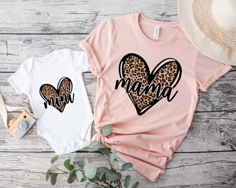 Leopard Mama Mini shirt, Leopard Mom Shirt, Leopard Mini Shirt, Mommy and Me Outfits, Mom and Daughter Shirt, Heart Mom Shirt, mama Mini