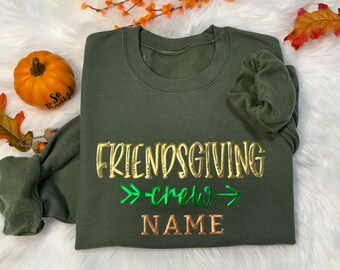 Friendsgiving Crew Embossed 3D Puff Sweatshirt, Cute Matching Puff Sweater, Puff Friendsgiving Shirt, 3D Puff Tee, Thanksgiving T-Shirt,