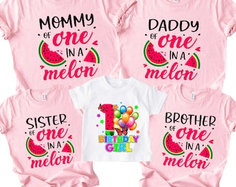 One In A Melon Family Shirt, Custom Melon Birthday Shirt, One in a Melon Party T-Shirt, Birthday Watermelon Shirt, Matching Watermelon
