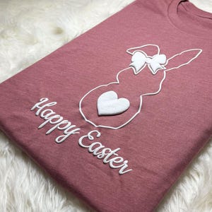 Coquette Bow Bunny Puff Shirt, Puff Youth Easter Shirt, Cute Bunny Puff Sweatshirt, Rabbit Puff Tee, Embossed Happy Easter Day Gift