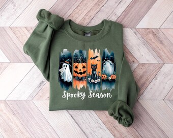 Spooky Season Collage Tshirt,Halloween Stamps Sweatshirt, Retro Spooky Gothic Tee,Trick or Treat Costume, Postal Stamp Collage, Horror Tee