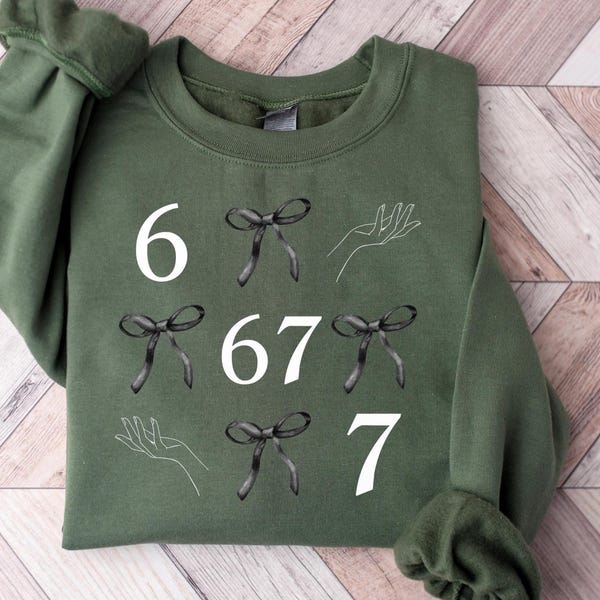 Six Seven Sweatshirt, 67 meme Coquette Shirt, Funny 6 7 Design Tee, Funny Number 67 Saying Shirt, Viral Trend Graphic Tee, 67 Hand Sweater