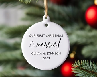 First Christmas Married Ornament, Mr and Mrs Christmas Ornament, Our First Christmas Married as Mr and Mrs Ornament, Personalized Married