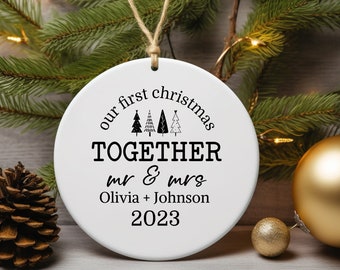 First Christmas Married Ornament, Mr and Mrs Tree Christmas Ornament, Our First Christmas Married as Mr and Mrs Ornament, Personalized Tree
