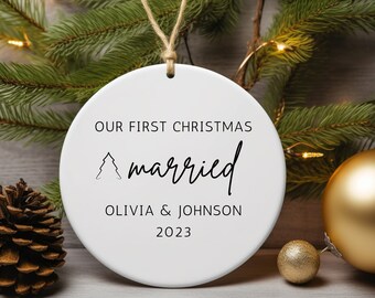 First Christmas Married Ornament, Mr and Mrs Sprig Christmas Ornament, Our First Christmas Married as Mr and Mrs Ornament, Personalized Gift