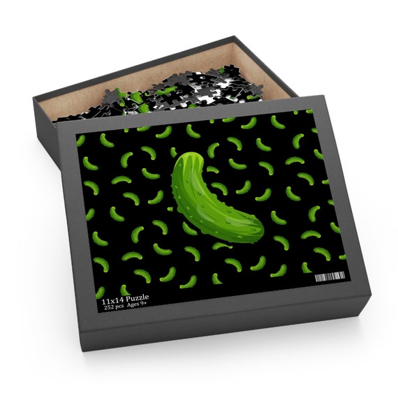 Puzzle 120, 252, 500-piece: Dill Pickle With Black Background Dill Pickle  Gifts Dilly Bean Dill Pickle Chips Birthday Christmas Gifts 