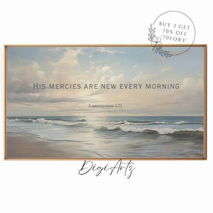 Samsung Frame TV Christian Stampa Versetto della Bibbia Lamentazioni 3 Scrittura Le sue misericordie sono nuove ogni mattina Pittura Bibbia Citazione Frame Tv Art
