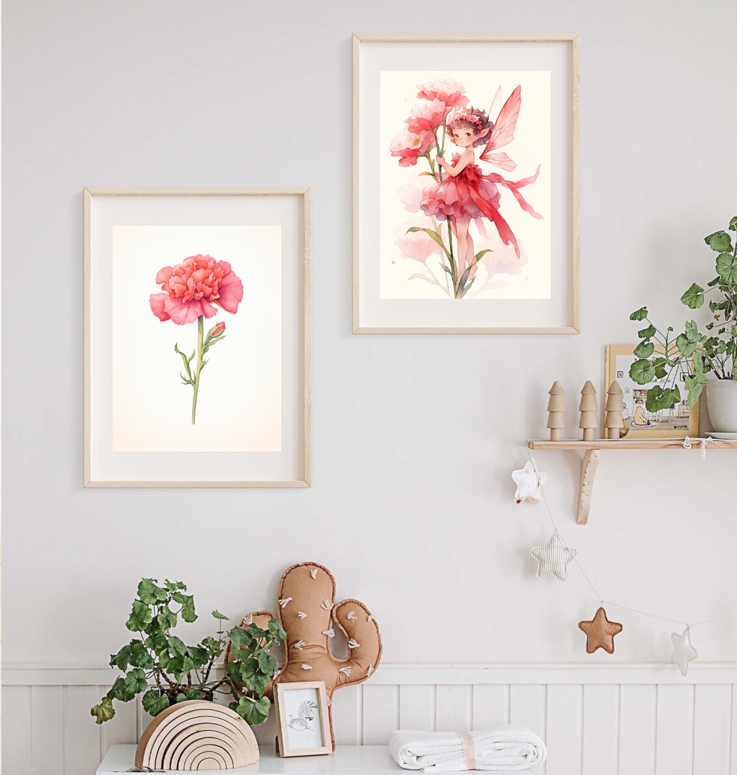 Printable Watercolor Birth Flower Nursery Wall Art Set of 2 - Etsy