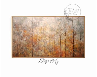 Samsung Frame TV Fall Abstract Print Autumn Forest Trail Landscape Textured Tree Farmhouse Frame TV Home Decor Nordic Frame TV Wall Art