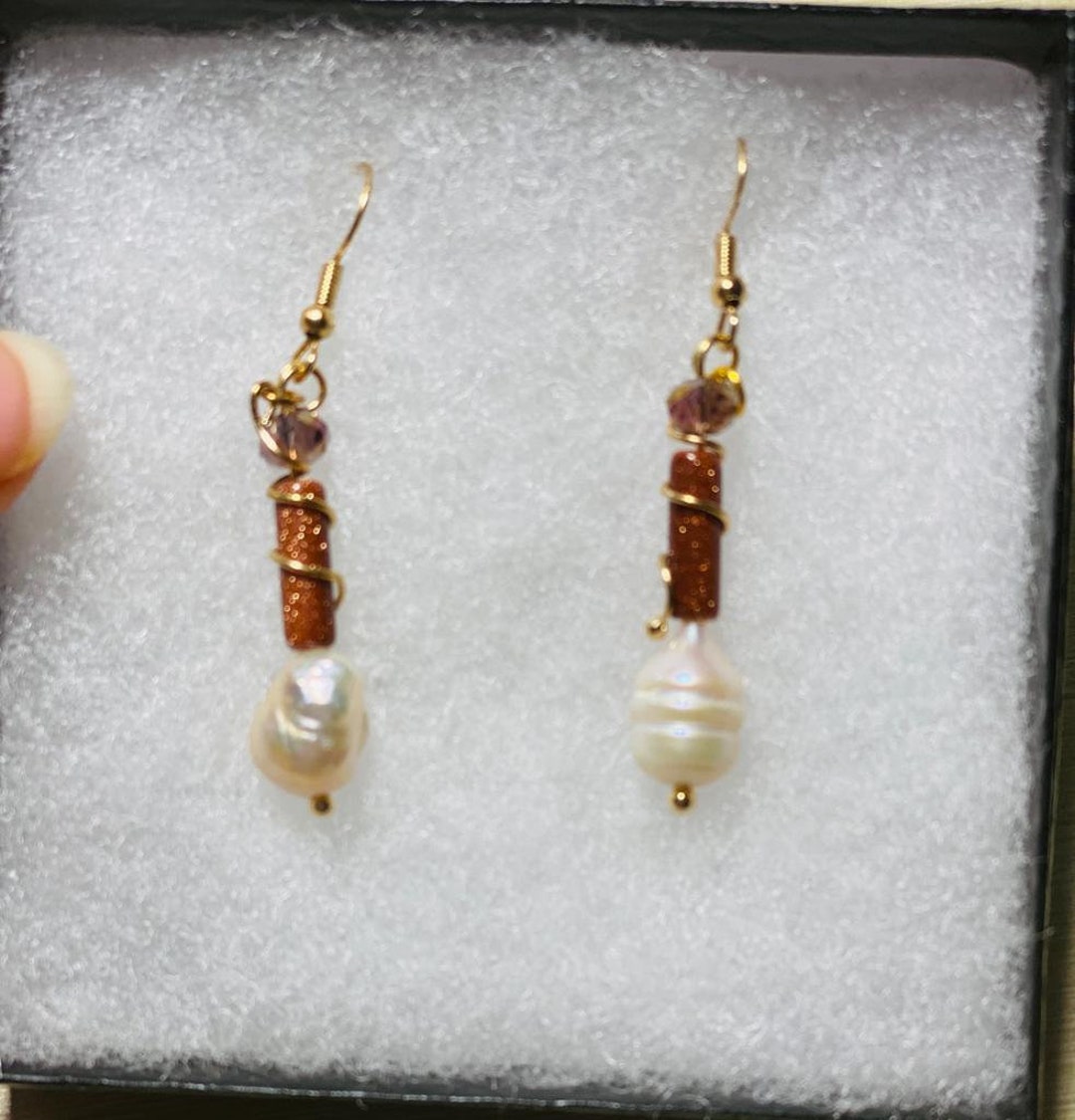 Dangle Pearl Earring Etsy