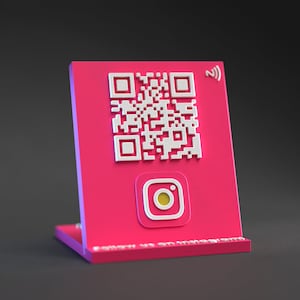Instagram QR Code Stand mit integriertem NFC Chip für Social Media Werbung