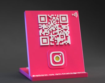 Instagram QR Code Stand With Integrated NFC Chip for Social Media