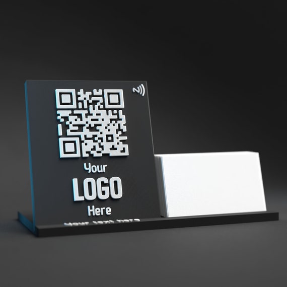 8TURN WhosfanCafe QR認証 フォトカード Custom Qr Stand W/ Business Card Holder and NFC Chip - Etsy