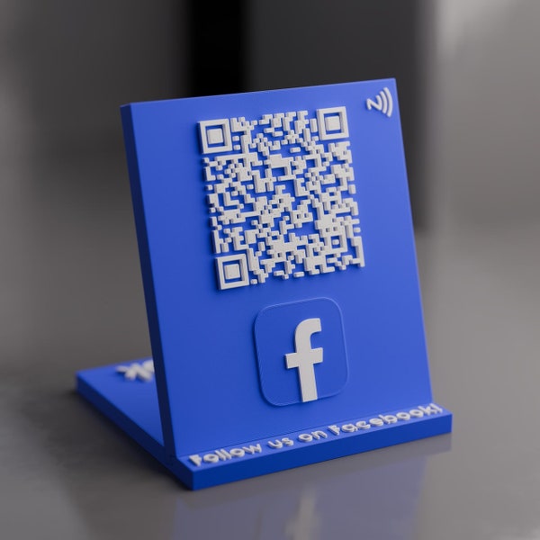 Facebook Qr Code Stand with Integrated NFC Chip for Social Media Promotion