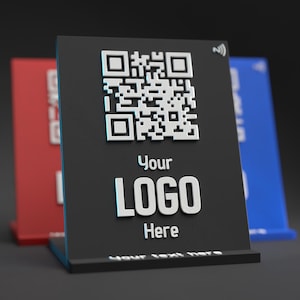 Grote aangepaste QR-standaard met NFC-chip: teken voor Google Reviews, reclame voor je bedrijf!