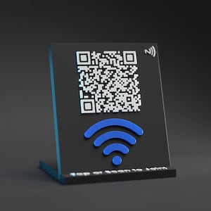 Wi-Fi Network QR Stand with NFC Chip Integration, Perfect for Airbnb, Rentals, Hotels