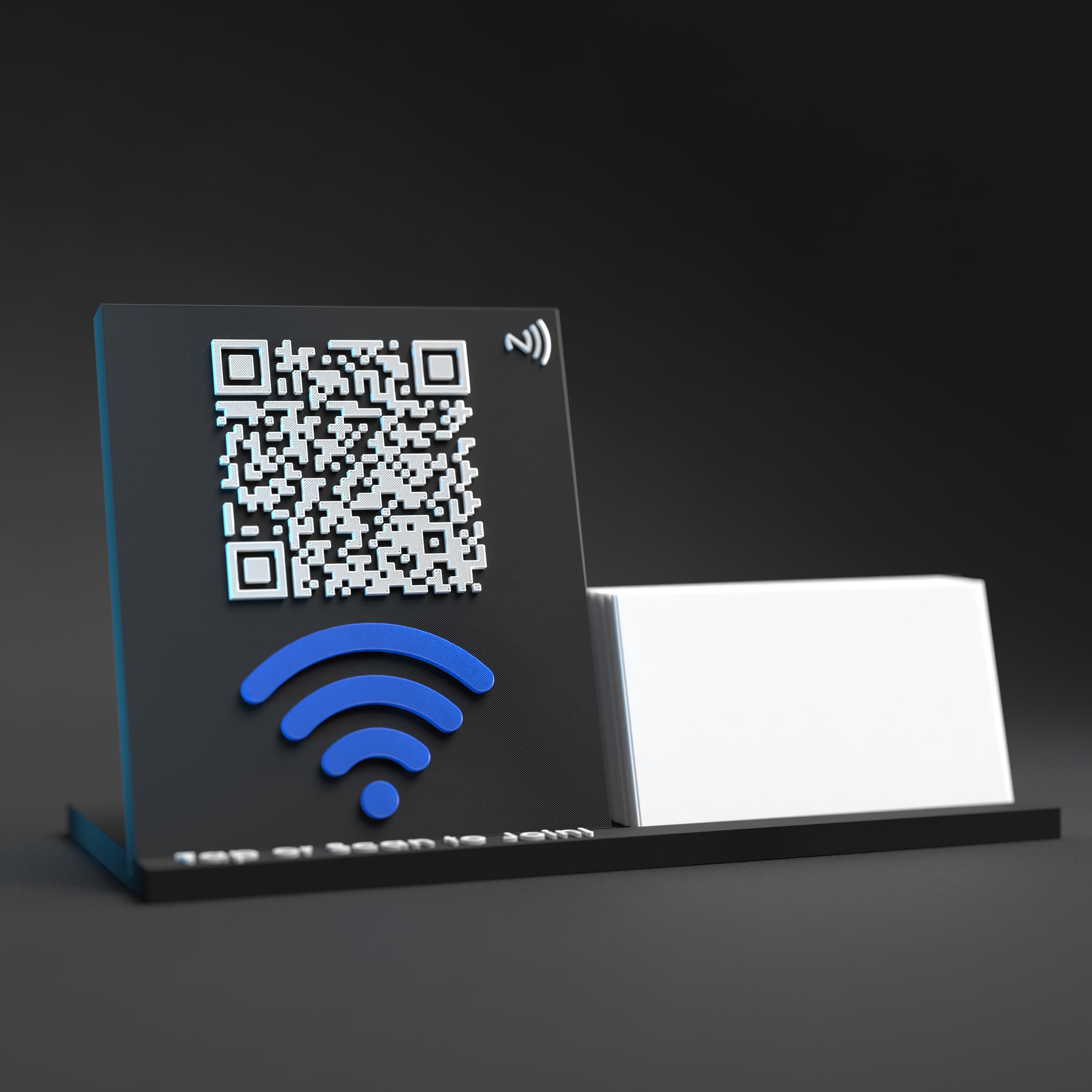 Custom Qr Stand W/ Business Card Holder and NFC Chip - Etsy