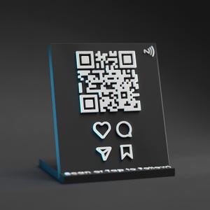 Social Media QR Stand w/ NFC TAG - Scan or Tap to Share Social Media